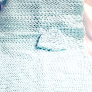 Crocheted Baby Blanket With Hat